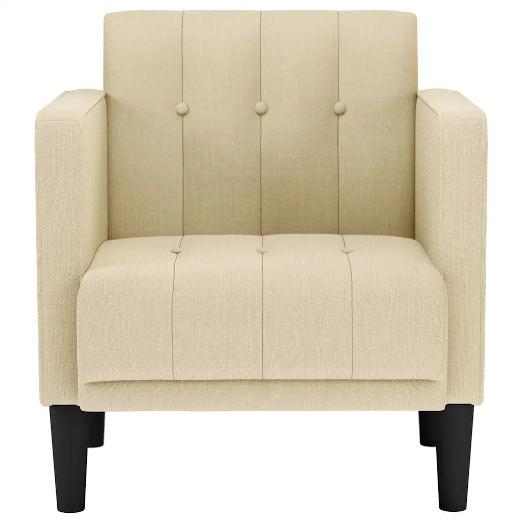 Divano Sedia con Braccioli-Poltrona-Sofa Relax Crema 53 cm in Tessuto