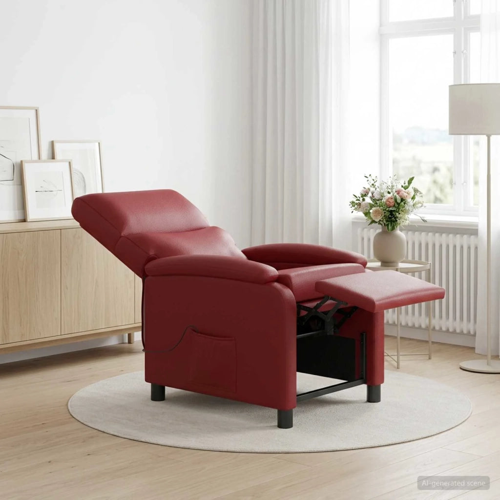 Divano Sedia-Poltrona Massaggiante Rosso Vino Similpelle 467437