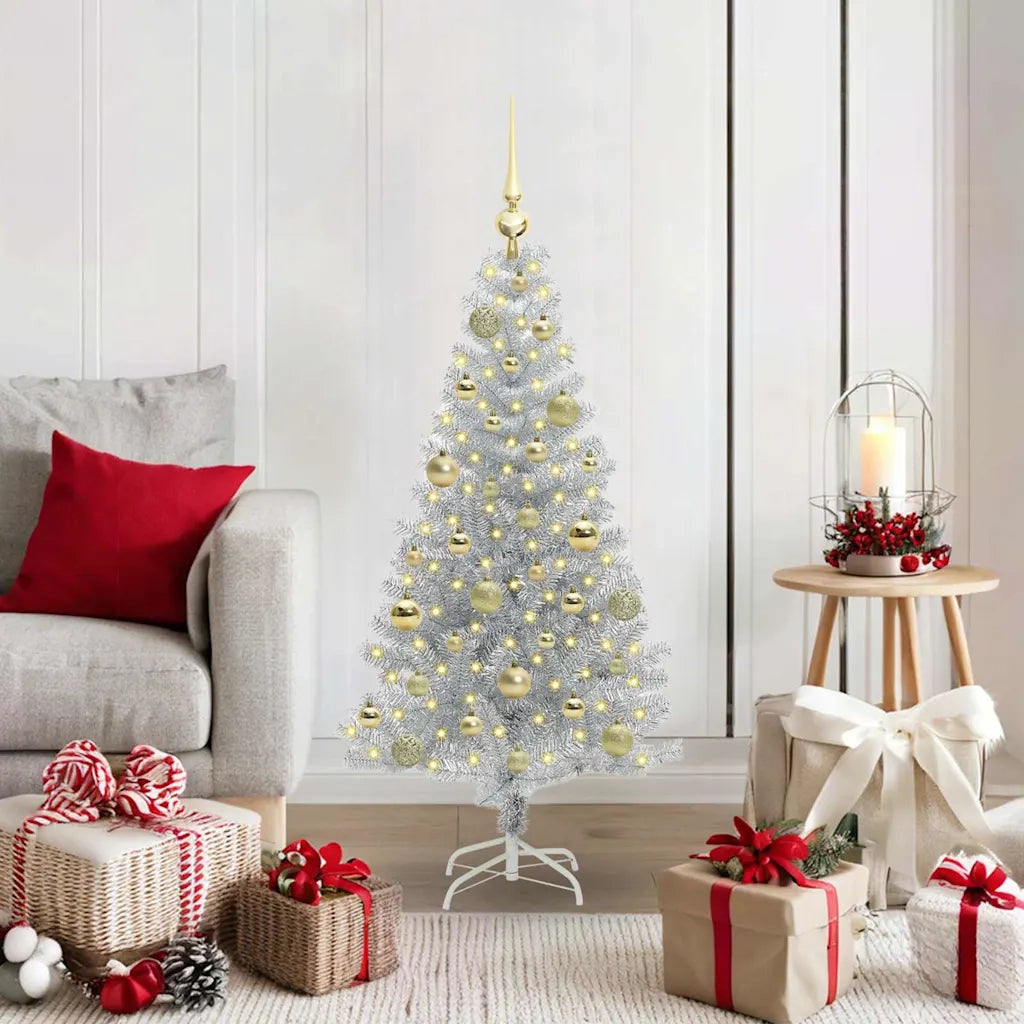 Albero di Natale con 150 LED con supporto Argento 120 cm PET 3396656