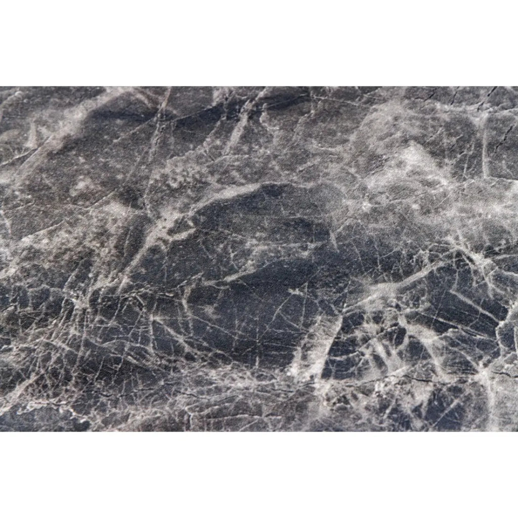 Tavolo da pranzo LUMEA – Rotondo 120 cm – Effetto marmo grigio scuro – Piede centrale largo – Stile contemporaneo