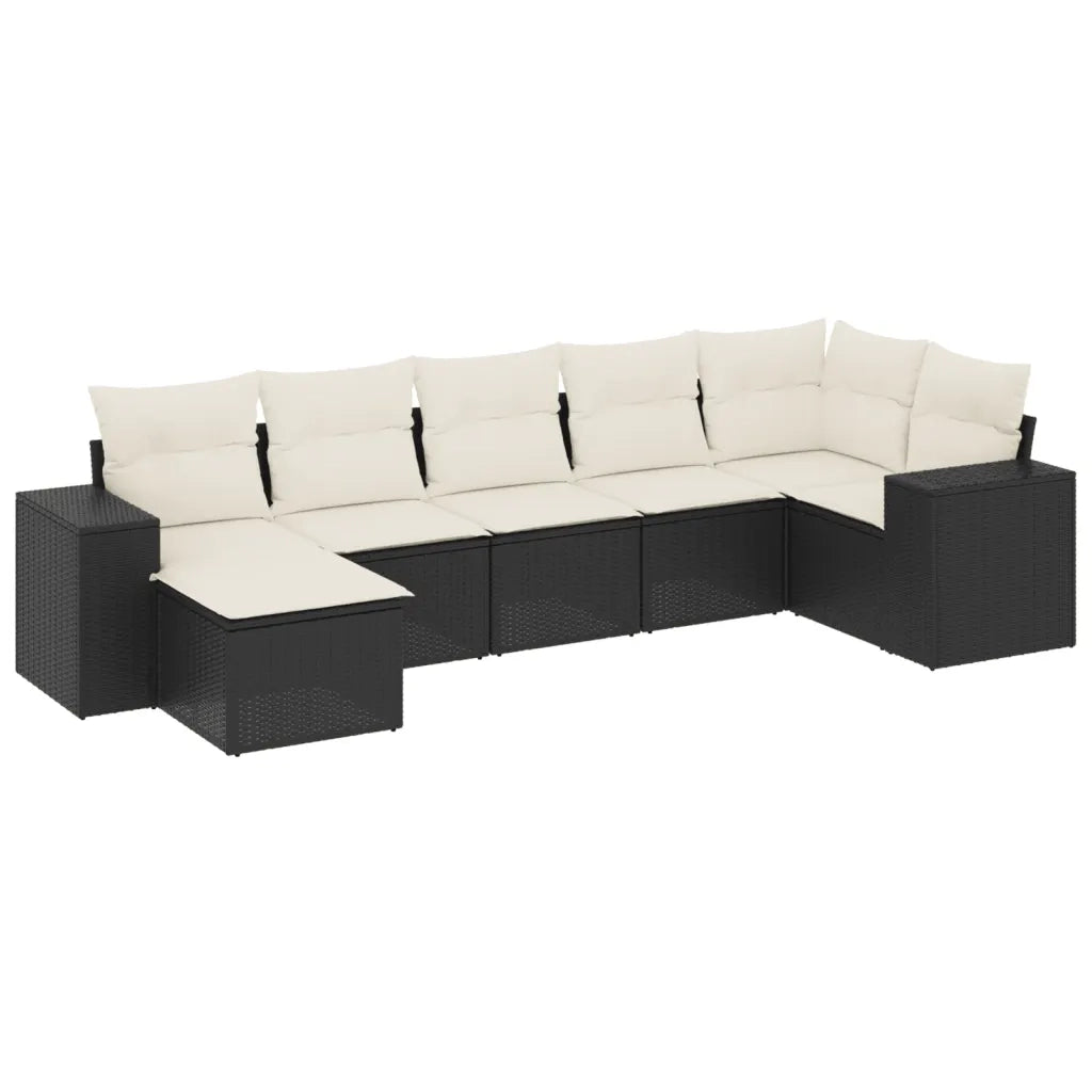 Set Divani da Giardino con Cuscini 7pz Nero Polyrattancod mxl 89224