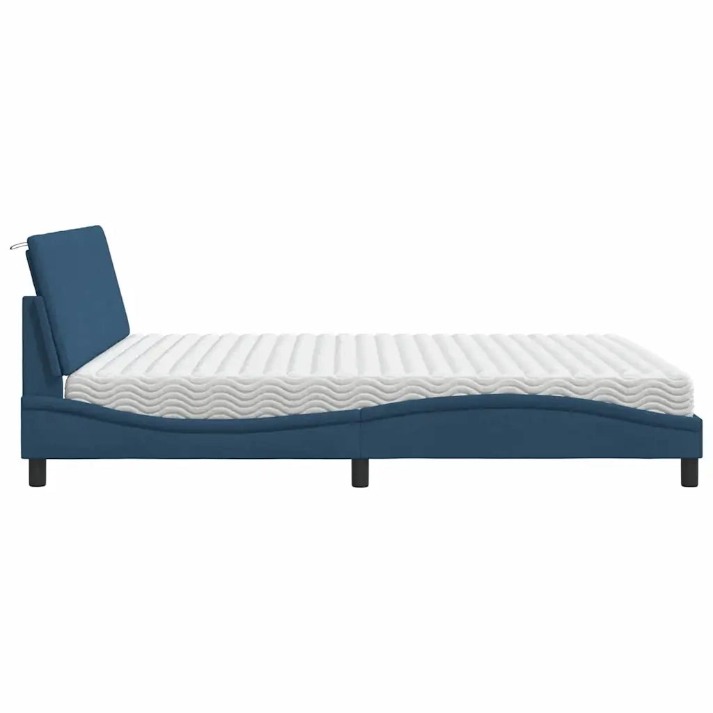 Letto con Materasso Hanko Blu 180x200 cm in Tessuto 3310551
