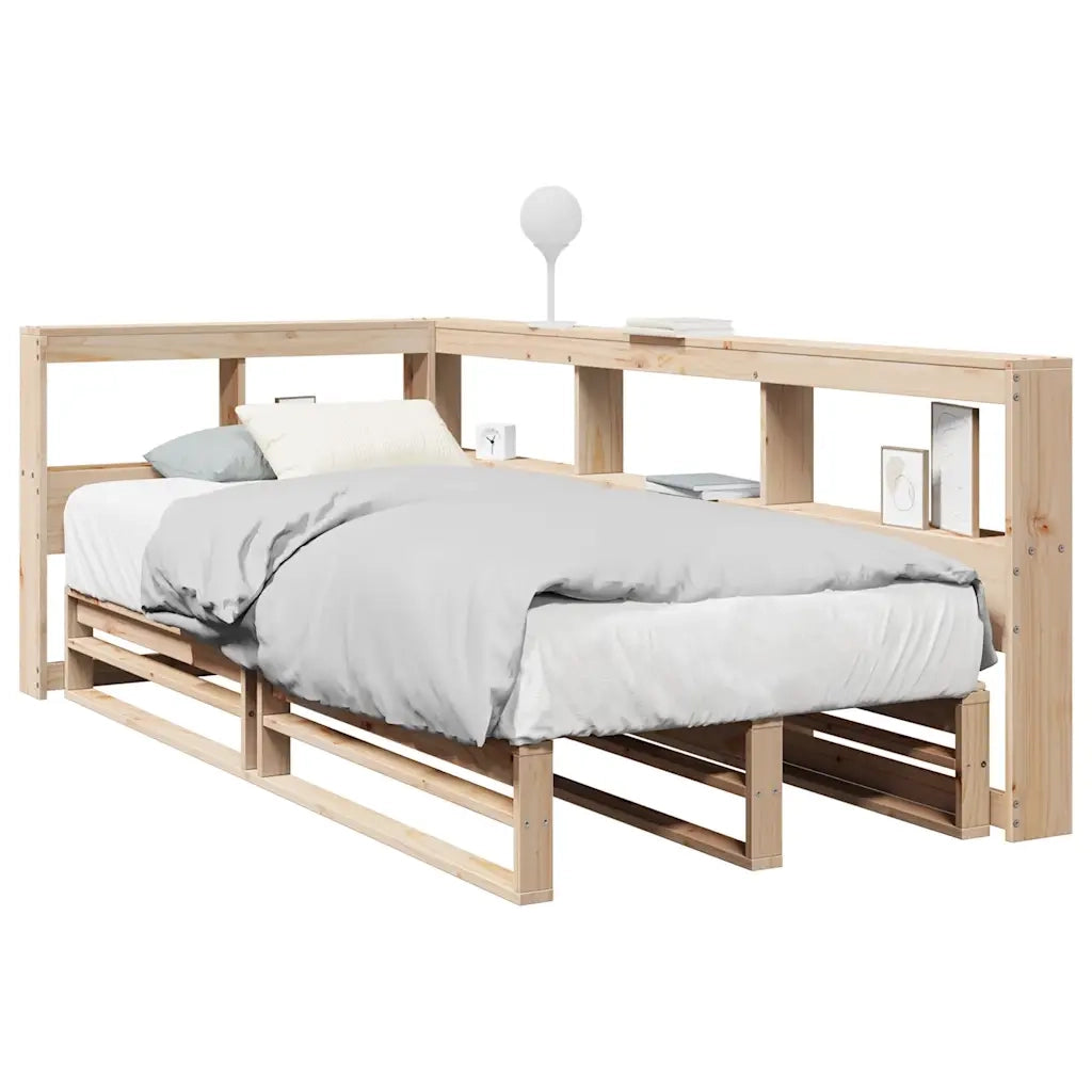 Letto Libreria senza Materasso-Struttura Letto con contenitore 90x190 cm Legno Massello Pino 472132