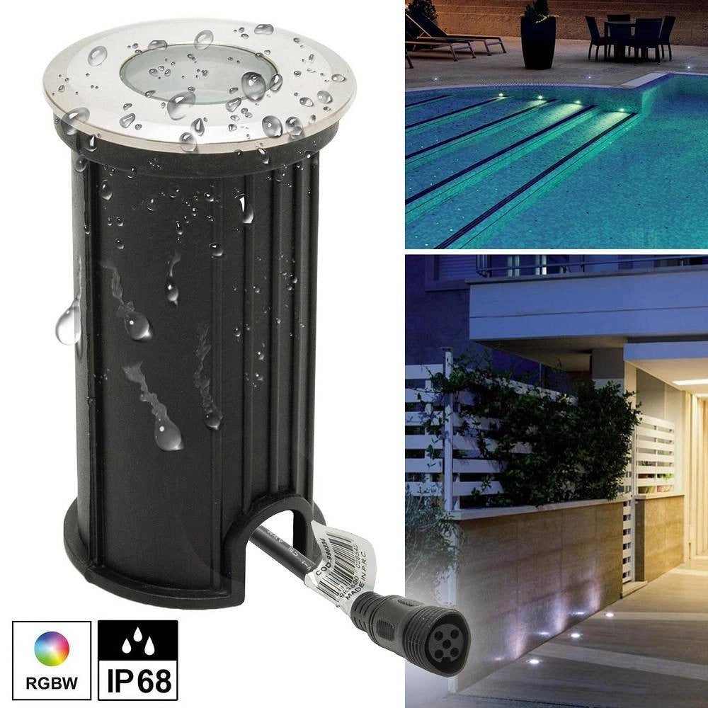Trade Shop - Mini Faretto Led Rgbw 24v Calpestabile Incasso 40 Mm Segnapassi 3w Rgb 4000k Dmx -