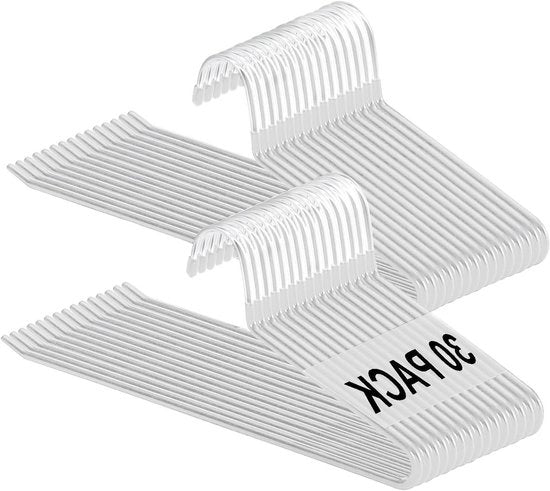 Hangers in metallo con trattamento antiscivolo per pantaloni, jeans, asciugamani e sciarpe in bianco - spazievitore e multifunzionale