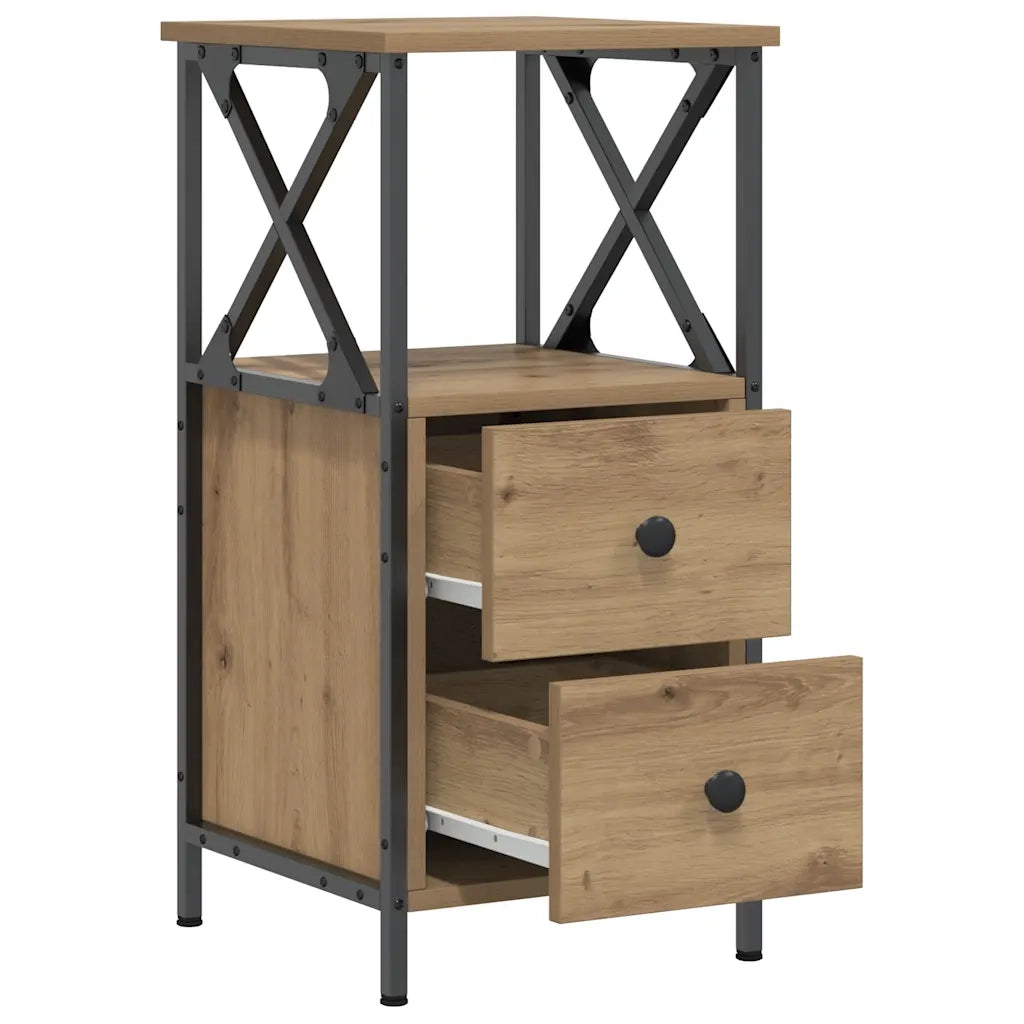 Comodini 2pz Rovere Artigianale 34x35,5x70 cm Legno Multistrato 857253