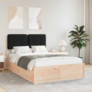 Letto con Testiera Rivestita Nero 120 x 190 cm Pino massello