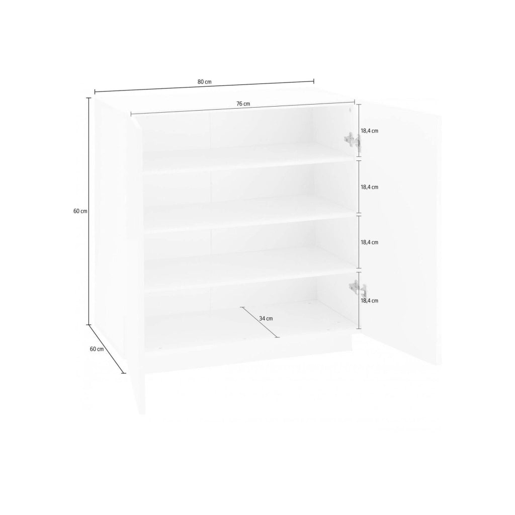 Scarpiera Apetta, Made in Italy, a 2 ante, Portascarpe da ingresso, Mobile multiuso, cm 80x38h86, Bianco lucido