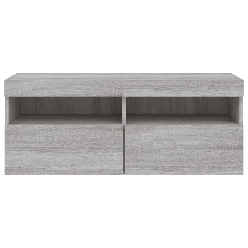 Mobile TV multimediale mensola TV credenza mobile TV sala da pranzo soggiorno camera da letto mobile da parete con luci LED Sonoma 100 x 30 x 40 cm grigio 02_0028032