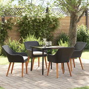 Set da Pranzo per Giardino con cuscino 5 pcs Nero polyrattan 3261664