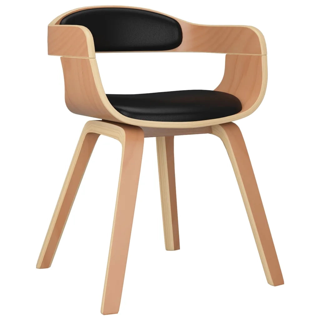Sedia da Pranzo | Sedie da cucina Nera in Legno Curvato e Similpelle