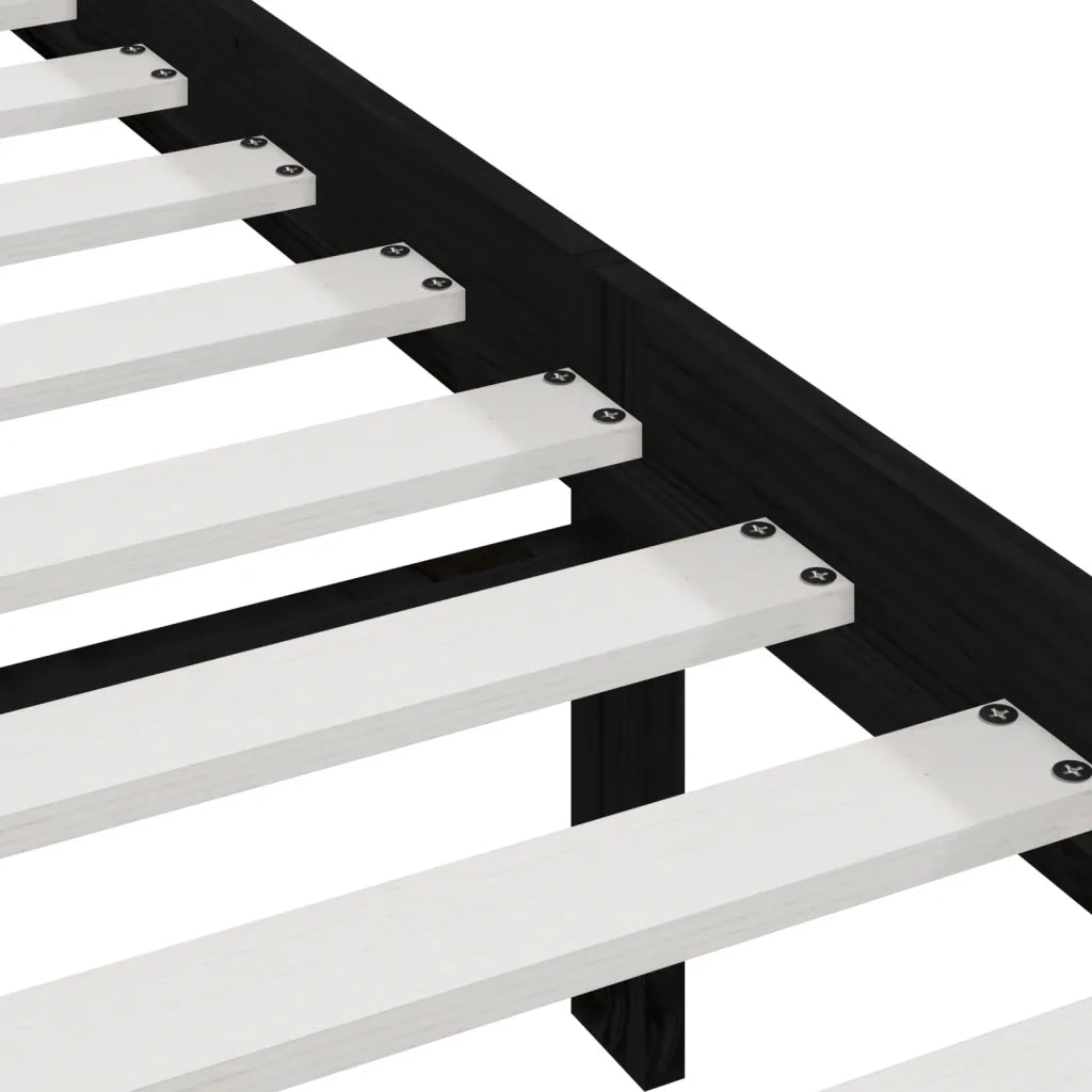 Giroletto-Struttura Letto Nero in Legno Massello di Pino 140x200 cm 216594