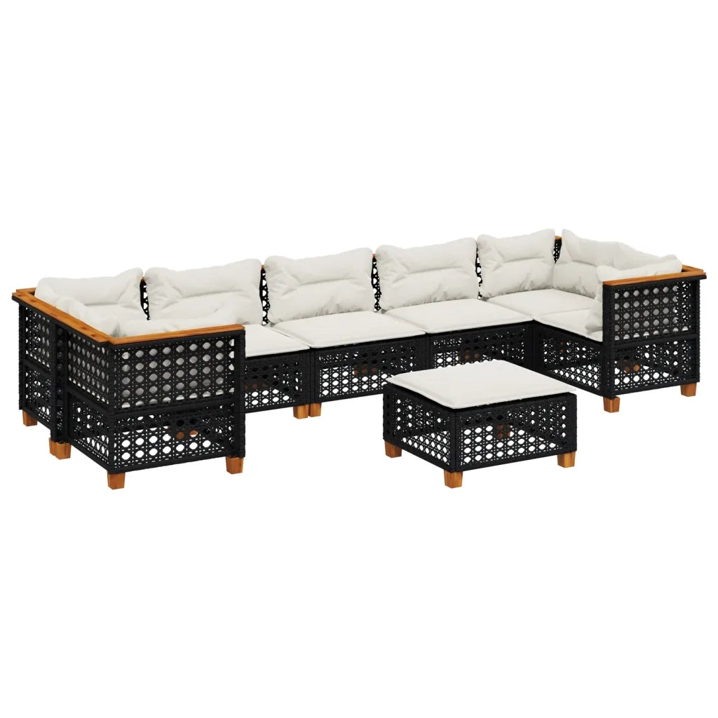 Set Divani da Giardino con Cuscini 8 pz Nero in Polyrattan 3261764