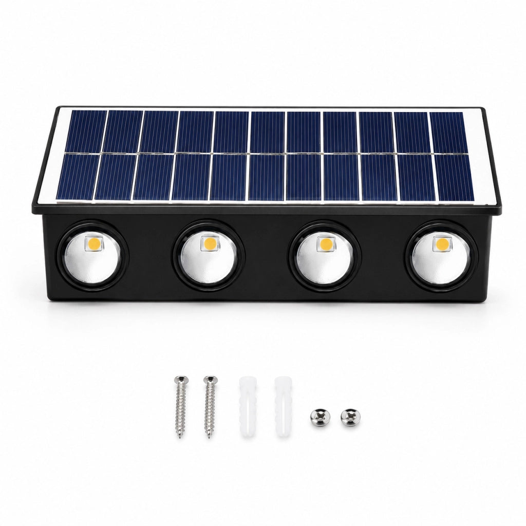 APPLIQUE LAMPADA 8 LED MURO PARETE SOLARE IP65 BIANCO CALDO GIARDINO TE-B0578*
