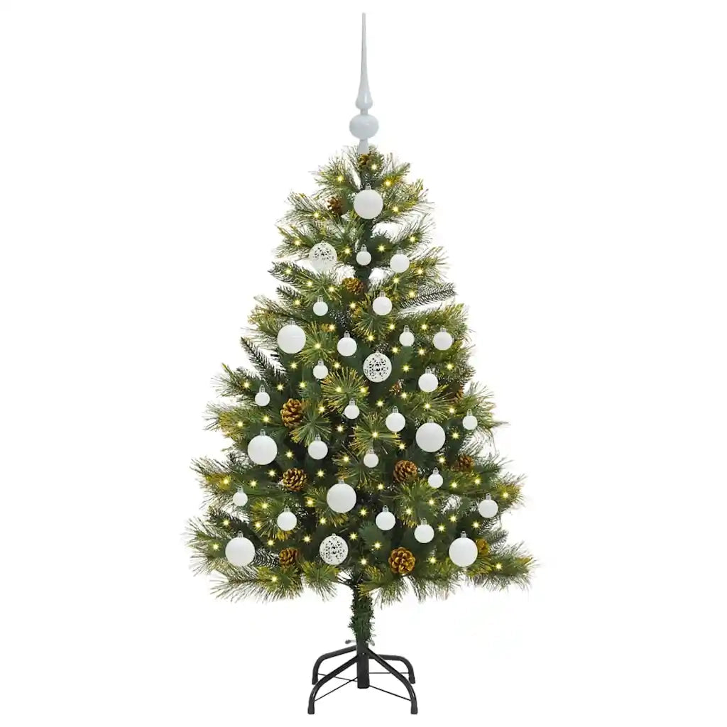 Albero di Natale | Decorazioni natalizie artificiale pieghevole con coni Verde 120 cm