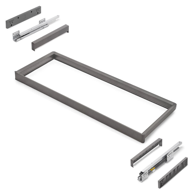 Telaio con guide a estrazione totale e chiusura morbida per accessori per armadi Quartz, 812-838mm, Alluminio e plastica