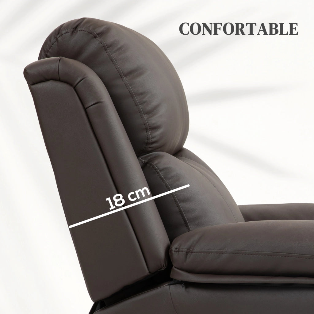 Poltrona reclinabile elettrica con poggiapiedi e telecomando ¨C zephmum ¨C marrone 76x90x105