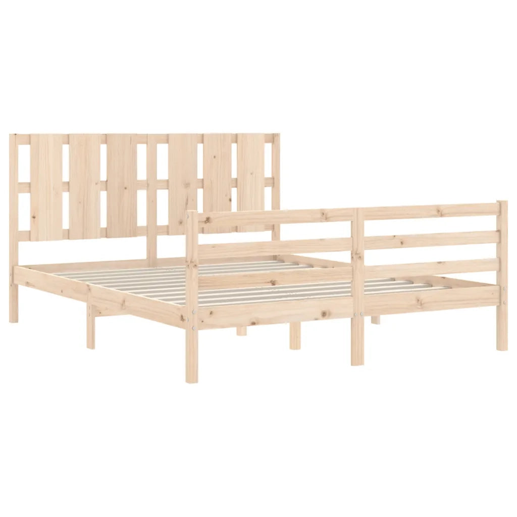 Giroletto con Testiera-Struttura Letto con testiera 160x200 cm in Legno Massello 880330
