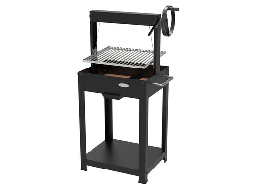 Barbecue a Legna e Carbone 55x46x121 cm BBQ Argentino in Acciaio Duramax Nero