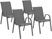 Set di 4 sedie impilabili in metallo e textilene grigio antracite LYMA
