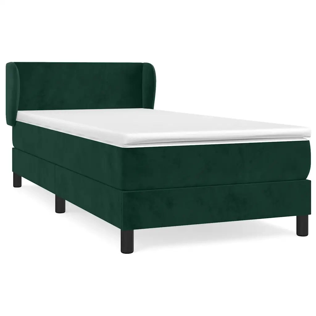 Giroletto a Molle con Materasso Verde Scuro 80x200 cm Velluto