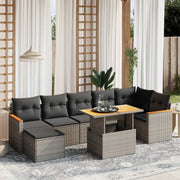 Set Divano da Giardino 8 pz con Cuscini Grigio in Polyrattan 3273188