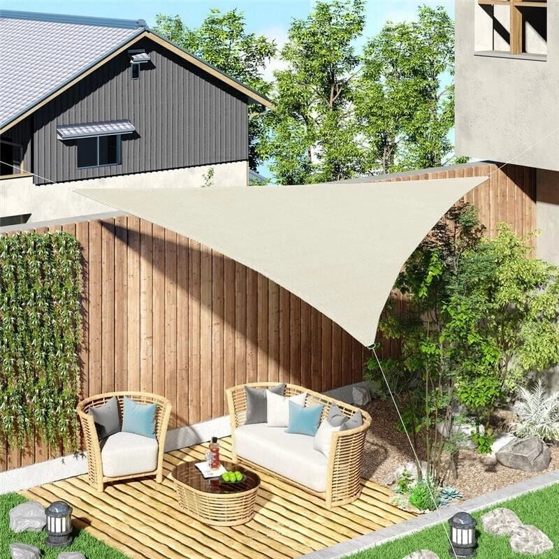 TENDA DA SOLE A VELA OMBREGGIANTE TRIANGOLARE 5 X 5 X 5 MT COLORE BEIGE