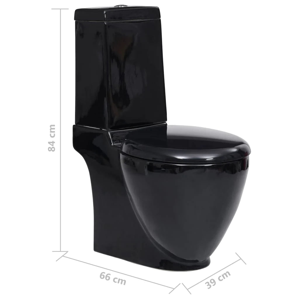 WC rotondo in ceramica con doppio scarico e base nera 02_0003561