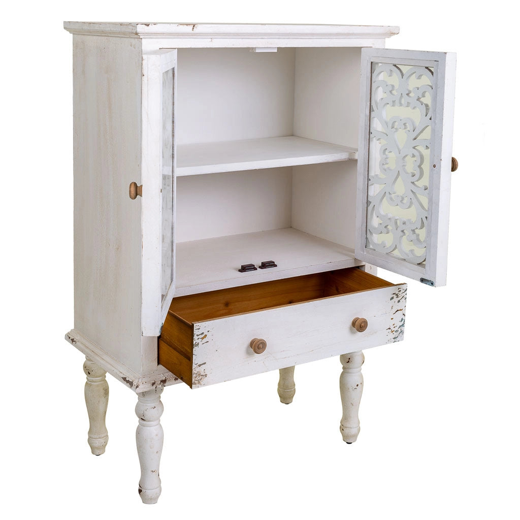 Vetrina in legno bianco 71x40x111h