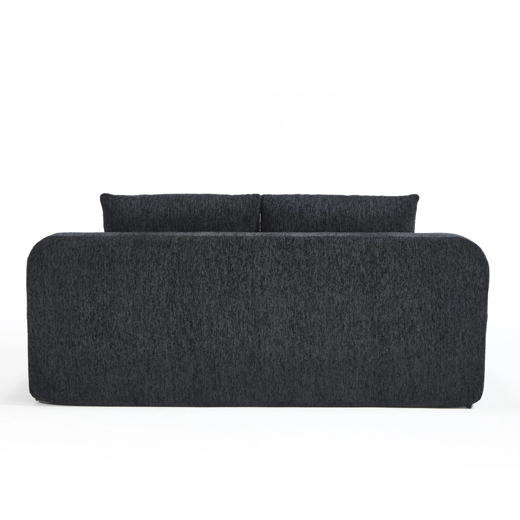 Divano modulare a due posti in tessuto con cuscini extra, comfort alto ed effetto rilassante, nero