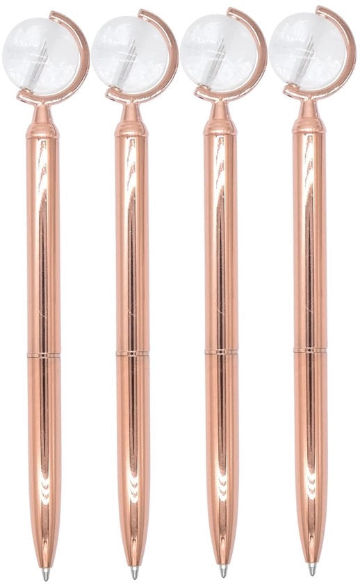 Penna a Sfera 4 in 1, Pennarecchiabili con Inchiostro Nero, Penna per Journaling con Estremità a Sfera, Rose Gold