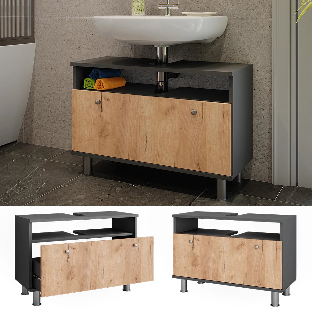 Vicco Mobiletto per lavabo Antracite/quercia dorata 80.2 x 54 cm con cassetto
