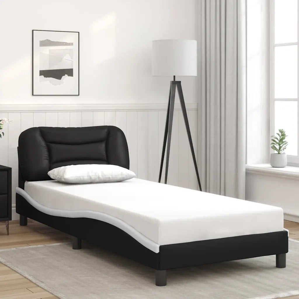 Giroletto senza Materasso Hvar Nero e Bianco 90x200 cm in Similpelle