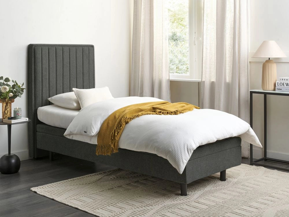 Letto singolo tessuto grigio scuro regolabile elettronicamente con telecomando con testiera 80x200 cm stile moderno