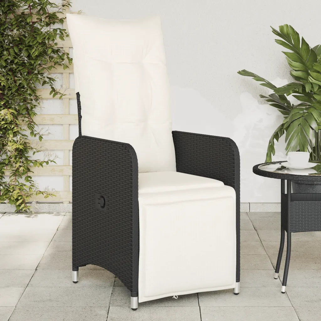 Sedie Reclinabili da Giardino 2 pz | Sedie da Esterno con Cuscini Nero Polyrattan
