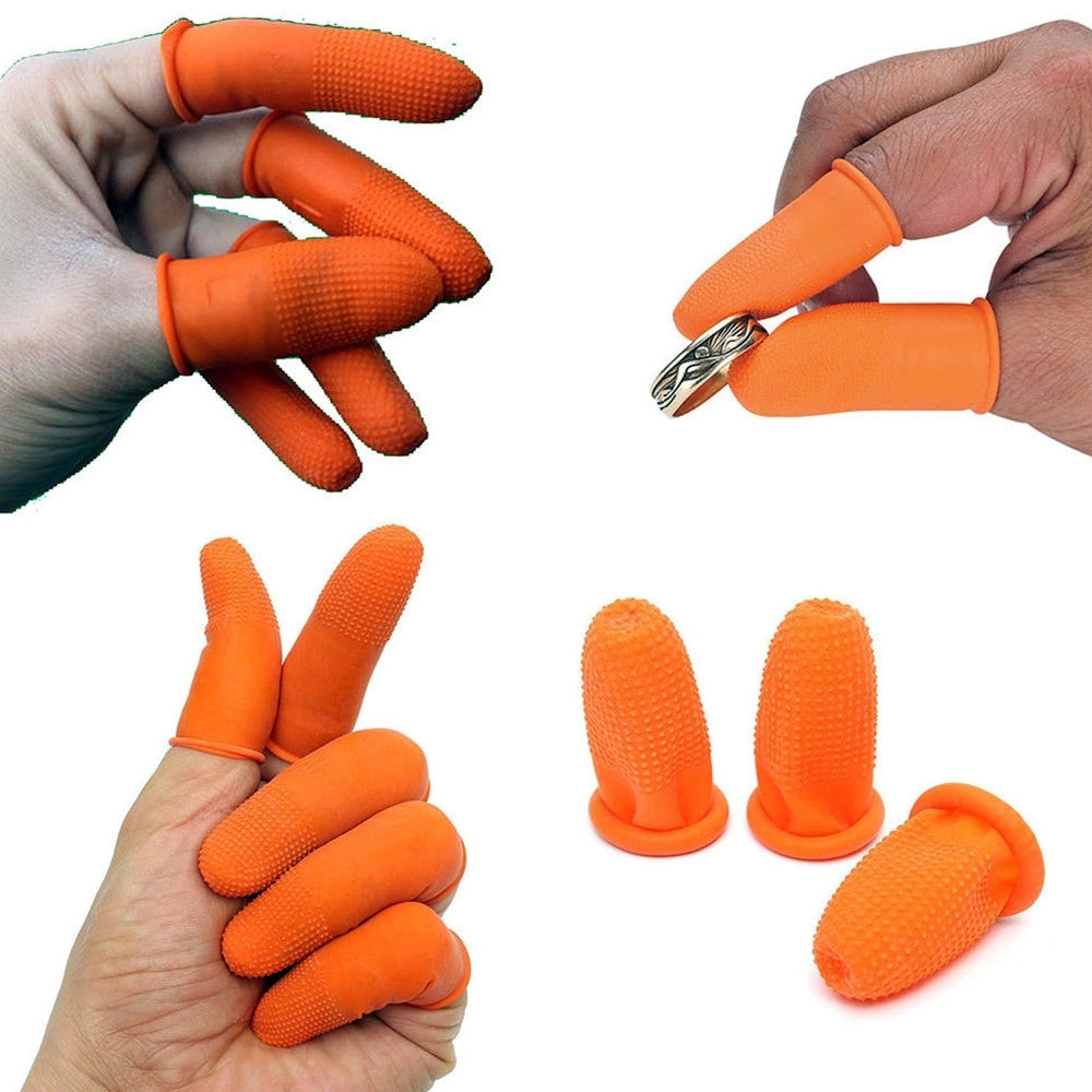 Trade Shop - Set Guanti Per Dita In Gomma Con Particelle Antiscivolo Giardinaggio Elettronica -