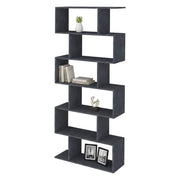Libreria alta bifacciale a 6 Alowha, Made in Italy, Scaffale per libri e documenti, Libreria a zig zag da ufficio, cm 80x25h192, Grigio Cenere