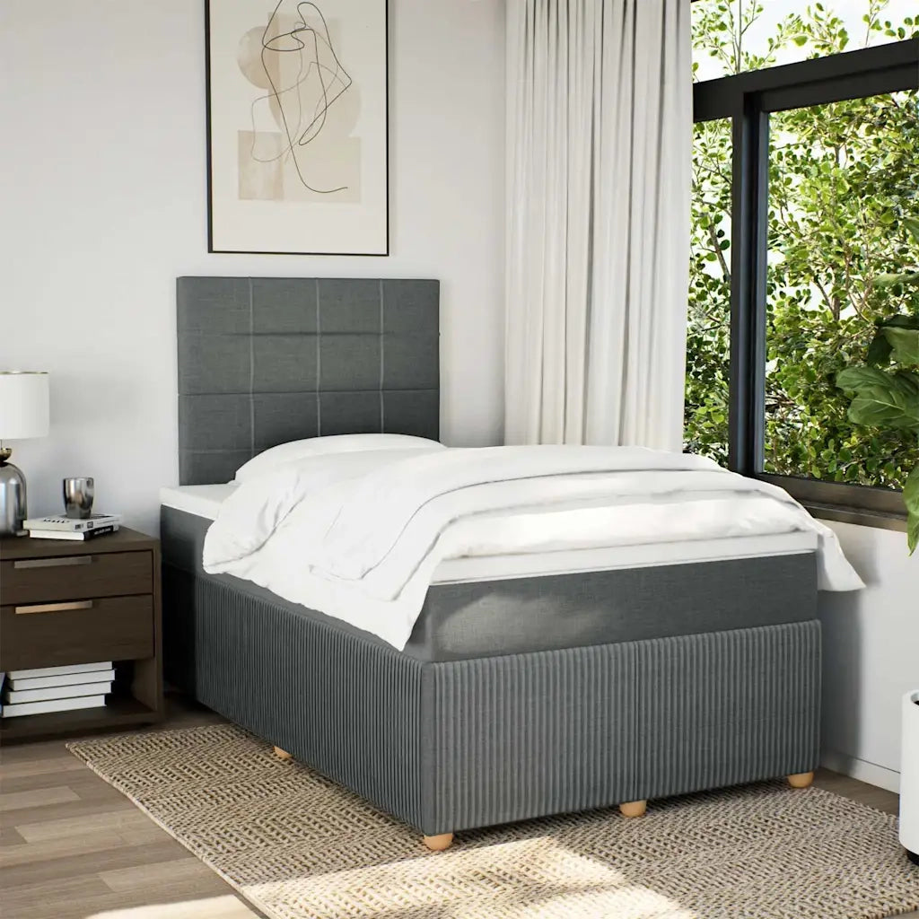 Giroletto a Molle con Materasso Grigio Scuro 120x190cm Tessuto