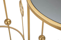 Set 2 Tavolini Cage Ø50 cm e Ø40 cm in Ferro e MDF Oro