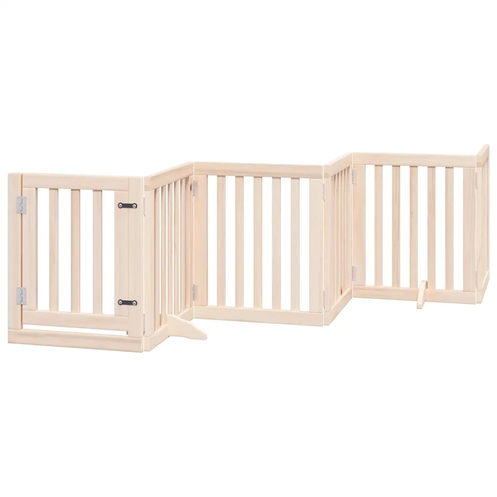 Cancello per Cani con Porta Pieghevole 9 Pannelli 450 cm Pioppo CFW9245727