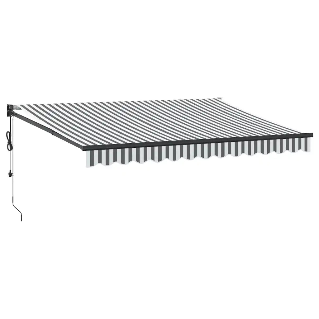 Tenda retrattile-Tenda parasole per balcone Antracite e Bianca 3,5x2,5m Tessuto/Alluminio 469504