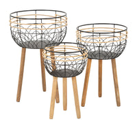 Set 3 Porta Vasi Oporto Ø 35x54,5-30x48-25x41,5 cm in Rattan