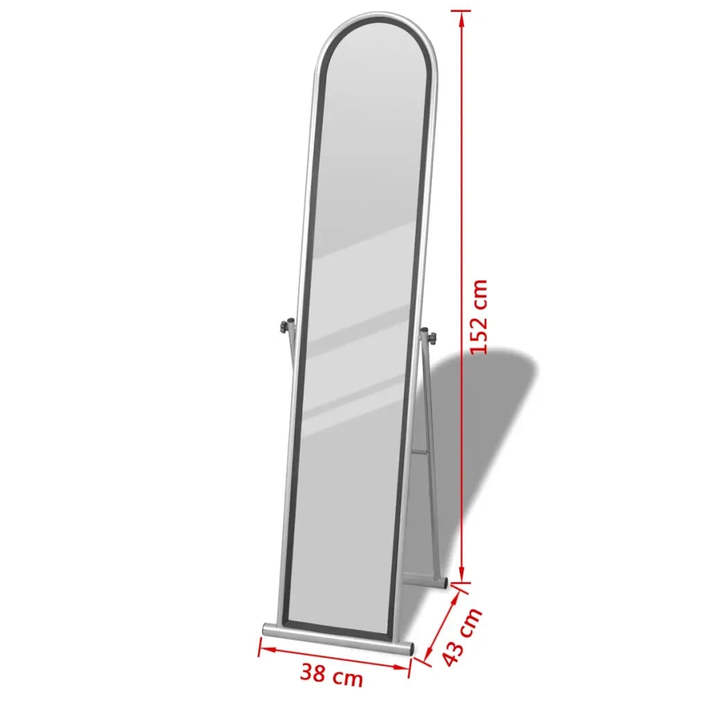 Specchio Autoportante a Figura Intera Rettangolare Grigio 240580