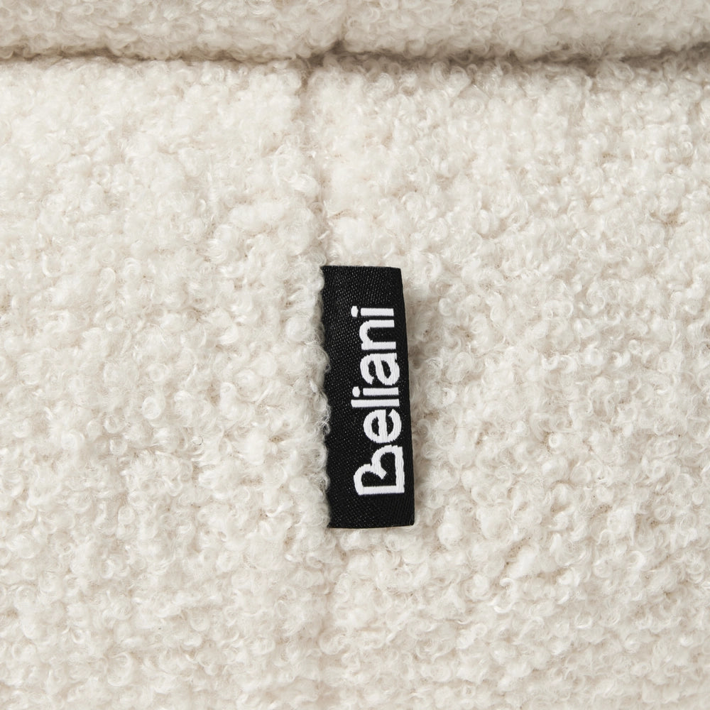 Poggiapiedi Bianco sporco Boucle Round Pouf imbottito Glam Ottomane Mobili Soggiorno