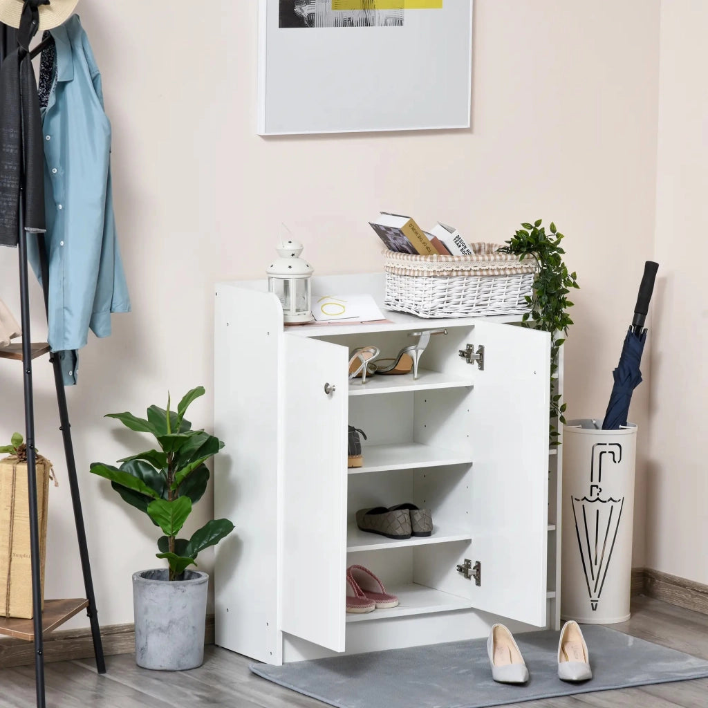 Scarpiera moderna con anta e ripiani aperti, 83x30x90 cm, colore bianco