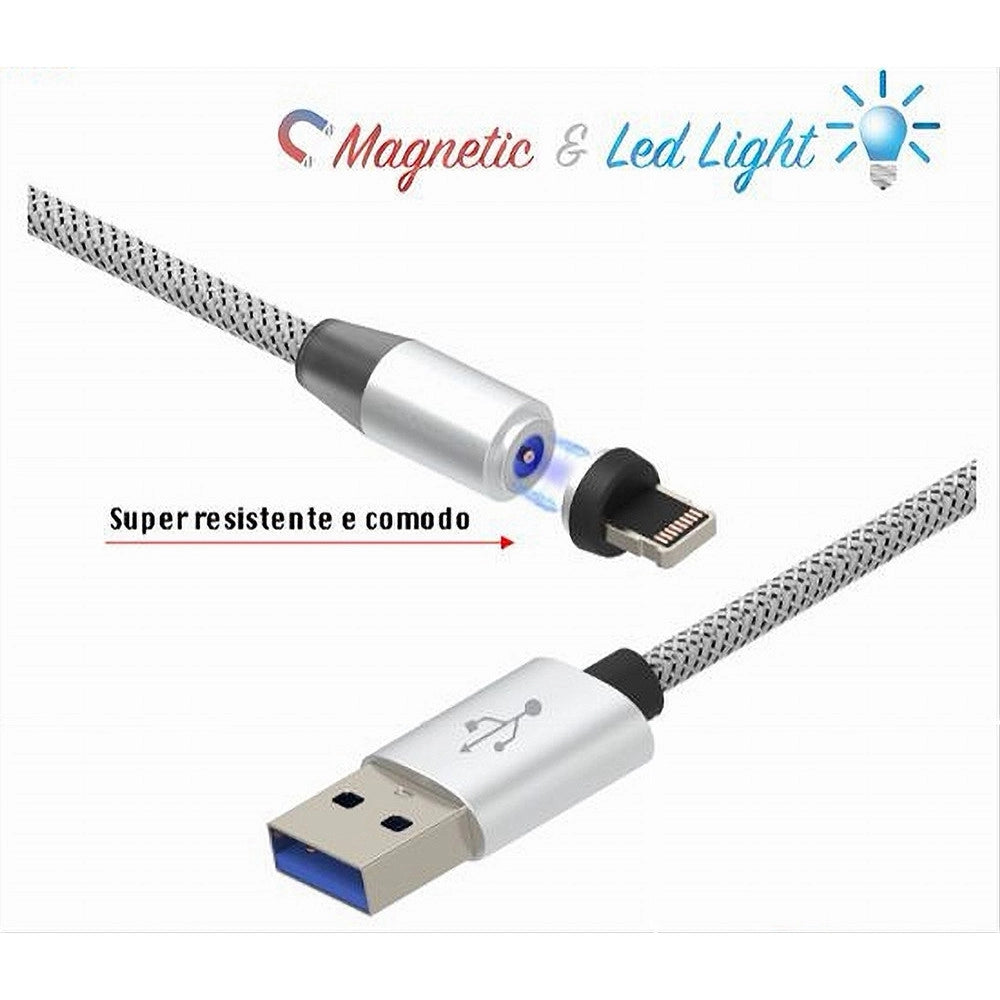 Trade Shop - Cavo Lightning 1mt Usb Intrecciato Magnetico Ricarica Ipad Iphone Maxtech F-ip026 -