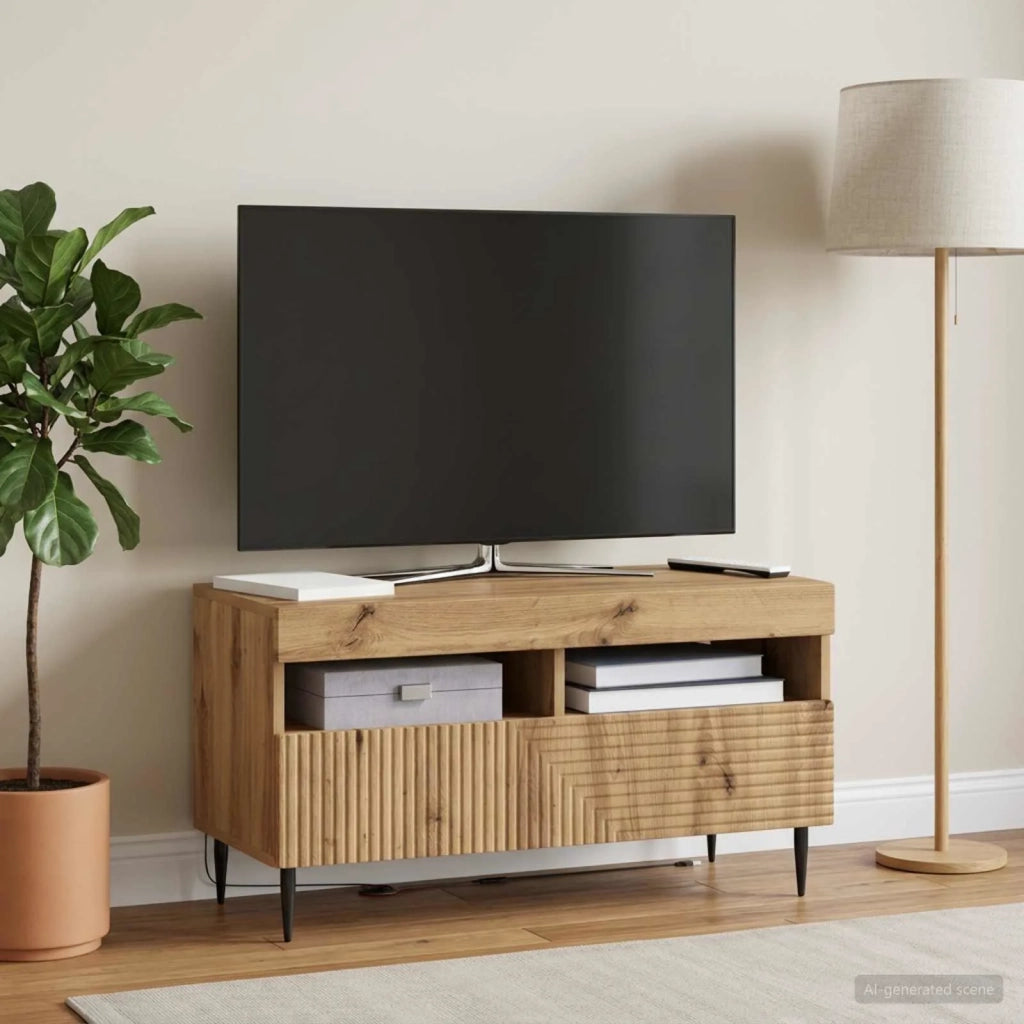 Mobile TV LED Rovere Artigianale Legno ingegnerizzato 897004