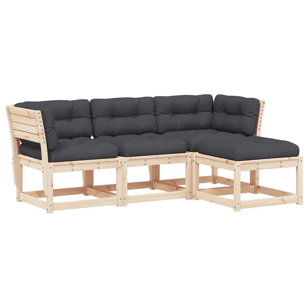 Set Divani da Giardino 4 pz | Set Salotto da Giardino con Cuscini Legno Massello di Pino