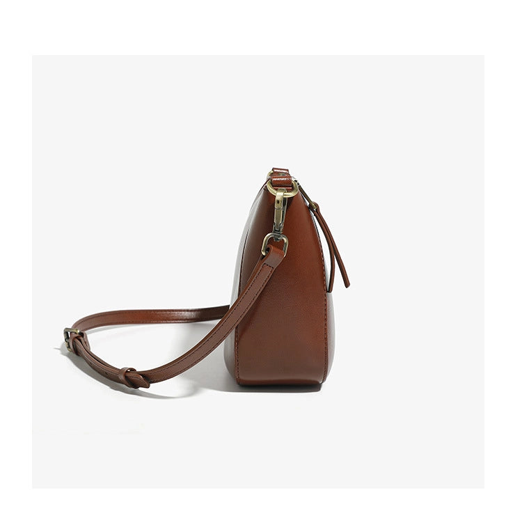 Borsa a tracolla da donna in vera pelle, elegante borsa tote marrone