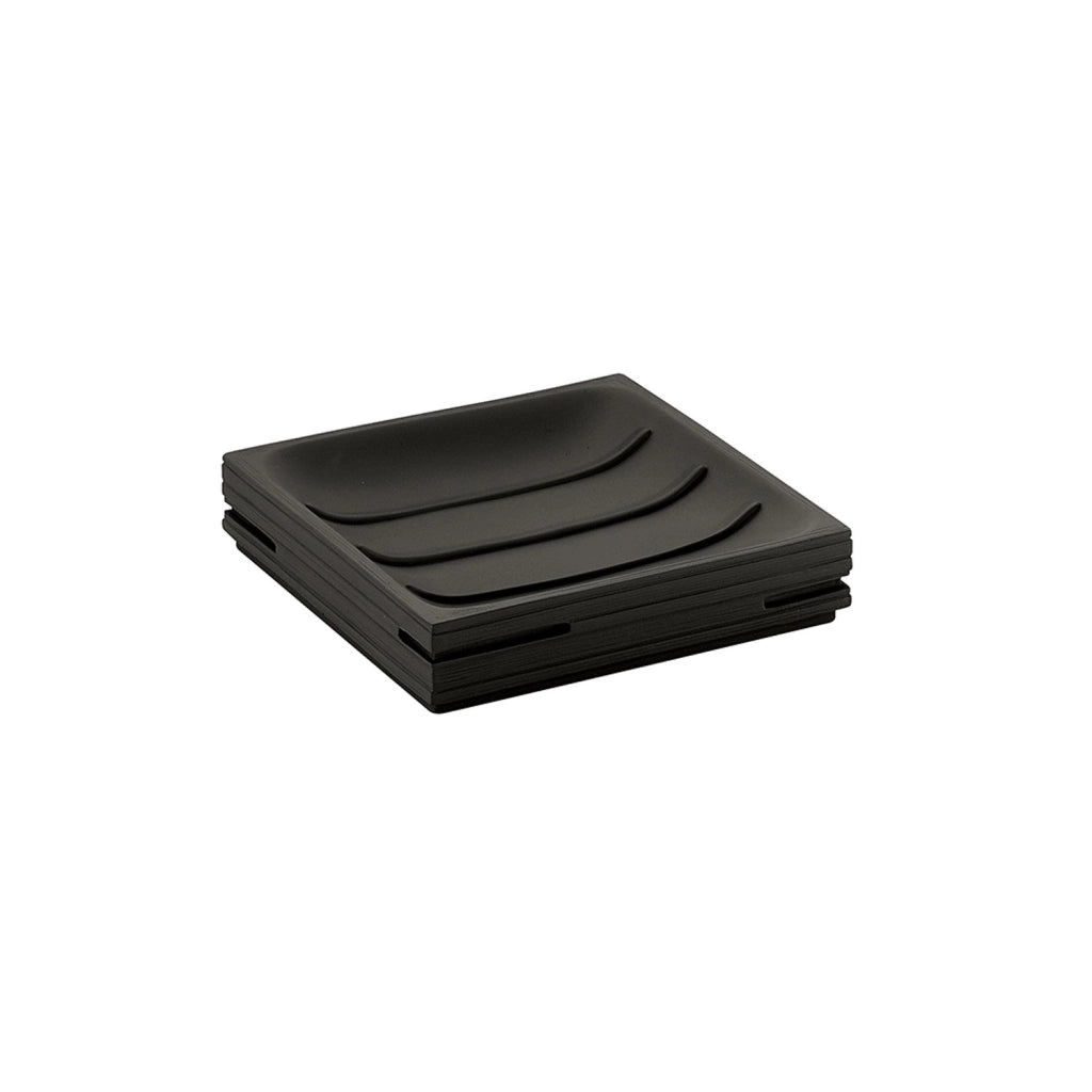 Portasapone d'appoggio in resina QU11 Gedy serie QUADROTTO Nero